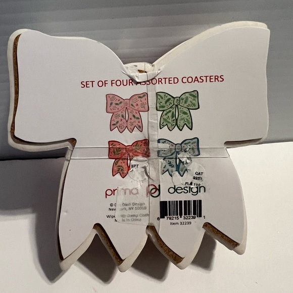 Cute Bow Coasters- Set of 4 Assorted- NWT - Picture 2 of 2